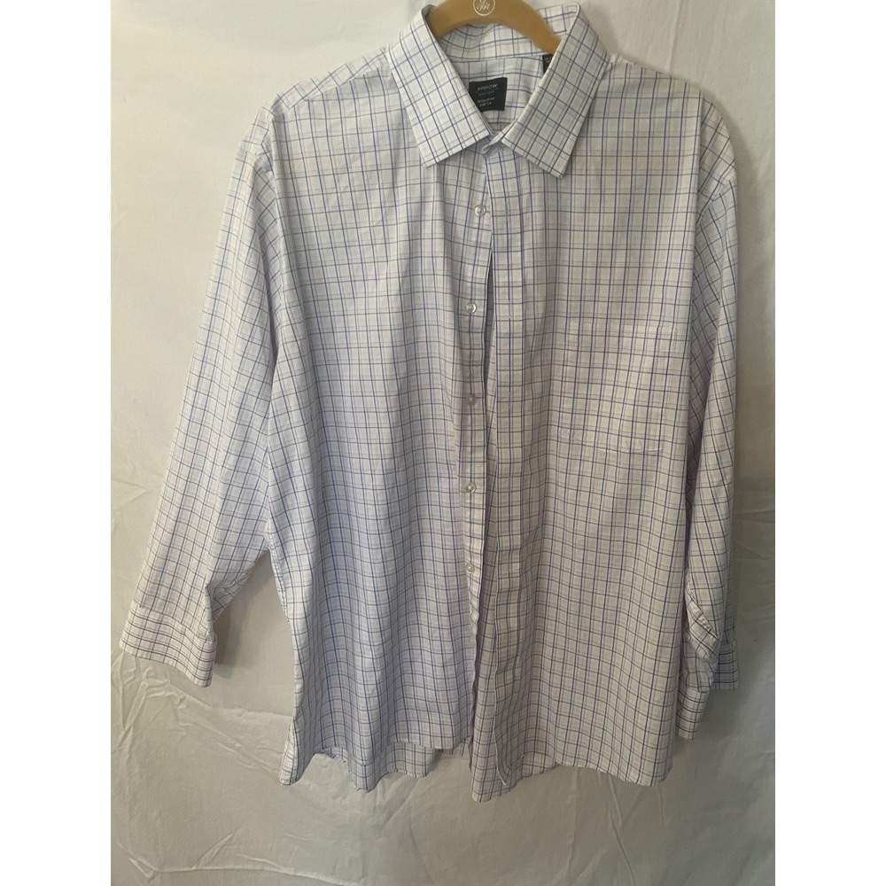 Arrow Mens Buttondown Long Sleeve Shirt Reg Fit Stretch Blue Plaid XL 17-171/2 3